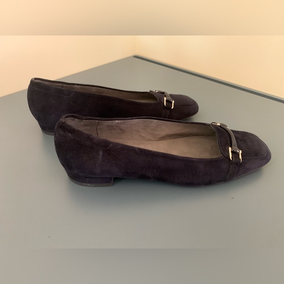 Stuart Weitzman Mocnroll horsebit suede loafers - size 5.5 - black - Picture 5 of 6